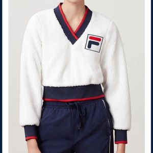 FILA Sylvia Crop Sherpa Sweatshirt size M NWT